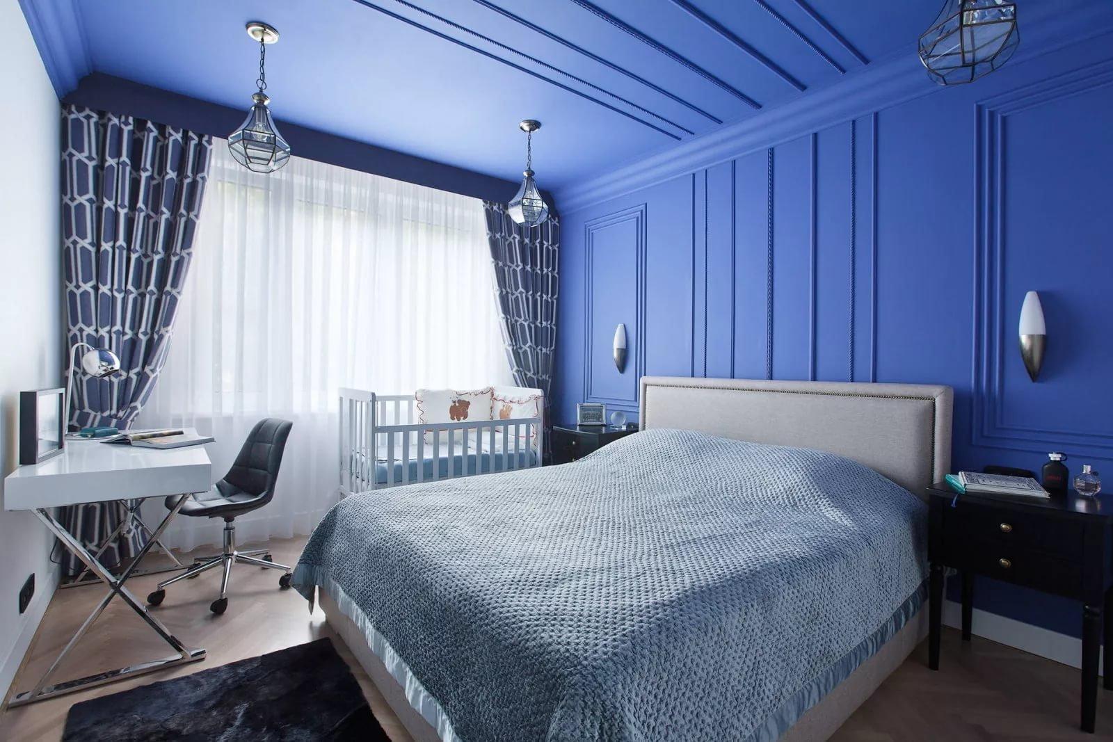 Спальня в умиротворенном синем цвете